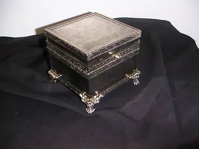 Vintage Cynthia Rowley Of New York Silver Metal Hinged Jewelry Box • $5.99