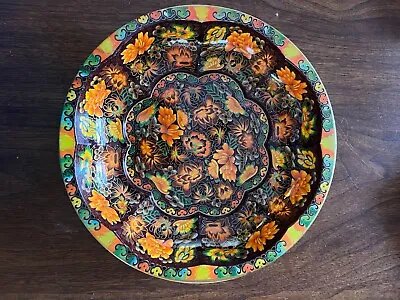 Vintage 1971 Daher Decorated Ware Scalloped 10  Floral Tin Bowl Tray England  • $6.95