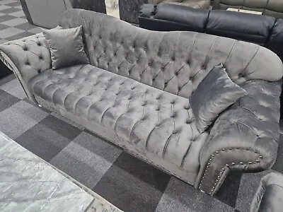 Chesterfield Elegant Design 3 + 2  Dark Grey Sofa Set • £999