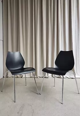 Vtg Mid Century Style Italian Chrome Set Of 2 Maul Dining Chairs By Kartell R167 • £245