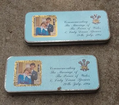 2x Vintage Blue Bird Confectionery Tins Charles & Diana Wedding Commemorative • £12