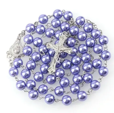FIRST HOLY COMMUNION ROSARY BEADS For Boy Girl Blue Silver Ivory Rosaries +BAG • £4.99