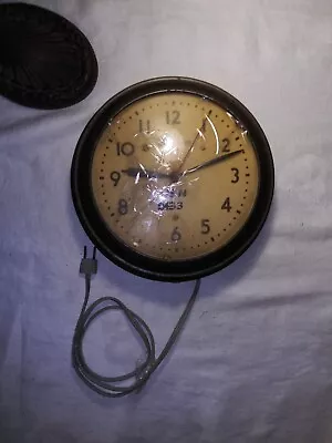 Vintage Telechron US Navy U.S.N. Electric Clock B433 Working 10.25  Parts Repair • $80