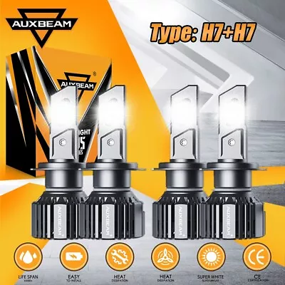 For VW Jetta Passat Golf H7+H7 AUXBEAM LED Headlight Bulbs Kit High Low Beam F15 • $79.99