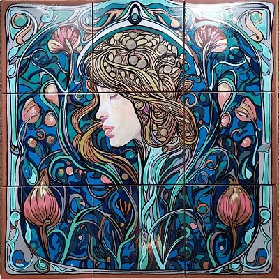 Hand Painted Tile Panel - Enamel On 9 Terracotta Tiles - Original Unique Art • £350