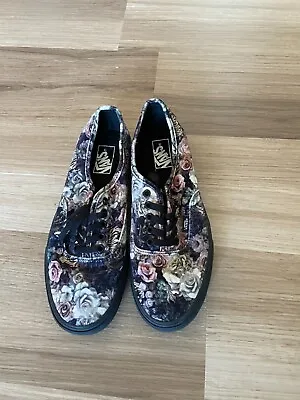 Men's Vans Black/Pink Floral Shoes 10 • $30