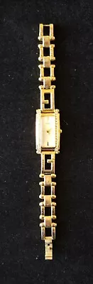 Guess Watch Gold Tone Watch W/Crystal Bezel Link Band 5.75  Max Size New Battery • $14.99