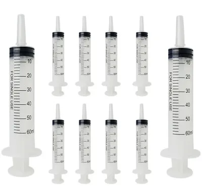 $12.95 • Buy 60 Ml /cc Large Plastic Syringe For Scientific And Industrial Use (Pack Of 10)