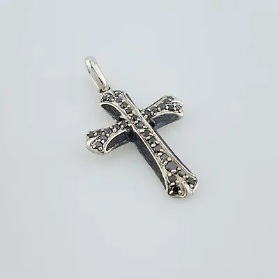 David Yurman Men's Sterling Silver Black Diamonds Armory Cross Pendant • $480