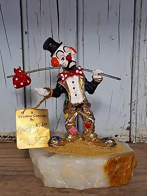 Ron Lee Sculpture Signed Date 1983 W/TAG Hobo Clown 24k Gold-Marble Base 6.5   • $38