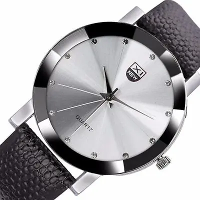 Mens Watch Luxury Stainless Steel Quartz Military Sport Leather Band Wrist Watch • $4.04