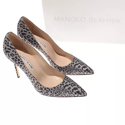 Manolo Blahnik NWB Heels Size 39 9 US In BB Tora Silver & Black Animal Print • $464.99