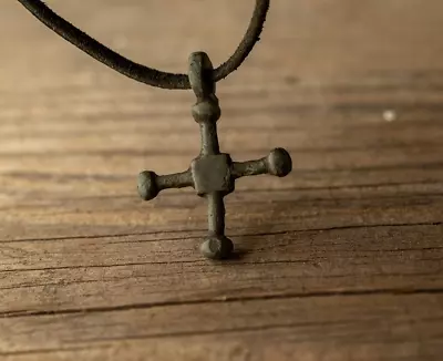 Authentic Viking Era Pendant 10-11th Century AD Bronze Decorated Medieval Cross • £49.20