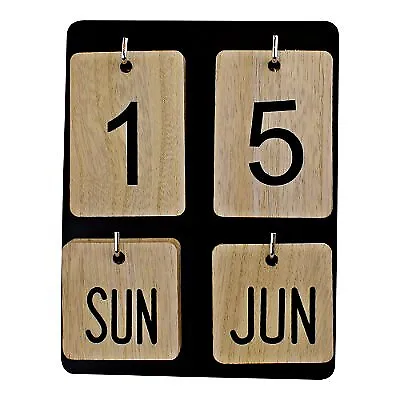 £10.99 • Buy Desktop Calendar Desk Perpetual Flip Over Day Date Month Free Standing Wood