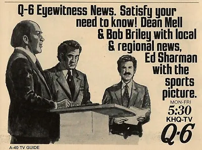 1975 KHQ SPOKANEWA TV NEWS AD ~ BOB BRILEY ED SHARMAN DEAN MELL Reporters  • $15