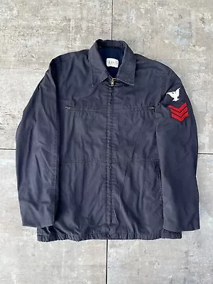 Vintage 1970s 1980s USN US Navy USN Dark Blue Utility Deck Jacket Size Large • $55