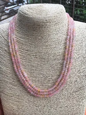 3 Rows 2x4mm Faceted Colorful Morganite Rondelle Gems Beads Necklace 18-20'' • $17.99