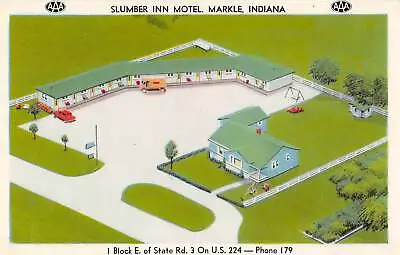 Markle Indiana Slumber Inn Motel Vintage Postcard AA39635 • $9.75