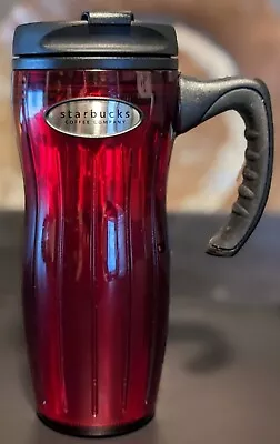 Vintage Starbucks Barista RED Travel Coffee Mug W/ Lid Handle Tumbler 16 Oz 2002 • $19.99