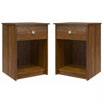 Home Square Nightstand With Drawer In Brown Oak Finish - Set Of 2 • $145.94