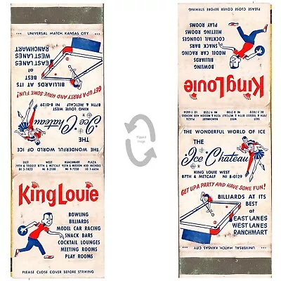 Vintage Matchbook Cover King Louie Bowling Ice Skating 1960s Overland Park KS • $10.39