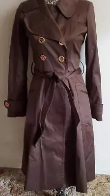 Milly Of New York Size 0 Brown Belted Trench Coat Double Breasted • $99.99