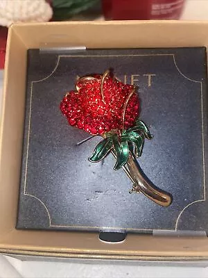 Vintage New Old Stock Monet Rose Rhinestone Brooch • $35.55