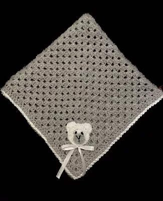 Handmade Crochet Warm Baby Blanket Pram Crib Cot Girl Boy Gift Silver Grey 26” • £9.99