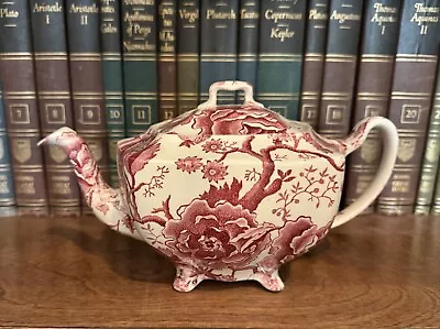 Vintage Johnson Brothers Tea Pot. English Chippendale Red Pink Pattern. • $89.95