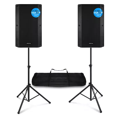 Pair Of VSA 12  Passive PA Speakers With Stands 1600w Mobile DJ Sound System • £319