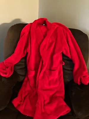 Ralph Lauren RLL Monogram Red Size Medium Plush Soft Bath Lounge Robe • $35.96