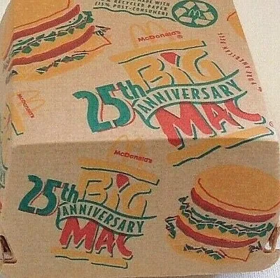 HARD TO FIND MINT McDonald's Big Mac 25th Anniversary Box - NO GREASE STAINS!! • $2.99