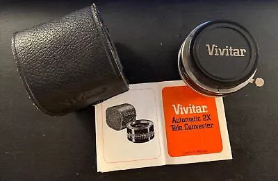 VINTAGE VIVITAR AUTOMATIC TELE CONVERTER 2X-7 With Case + Manual • $14.99