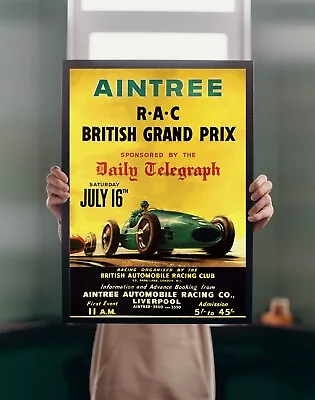 Aintree British Grand Prix 1955 POSTER PRINT A5A1 Vintage Motor Racing Wall Art • £4.95