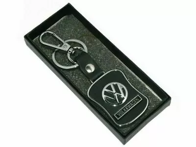 Fits Volkswagen Black Leather Metal Locking Keychain Keyring Car Logo 2 Pcs • $21.99