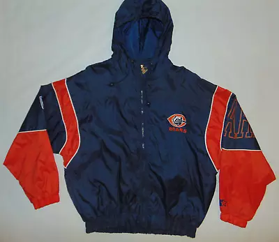 Vintage Chicago Bears Windbreaker Starter Jacket NFL Football Full Zip Large L • $56.25