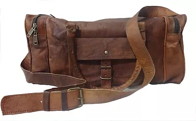 Men's Duffel New Bag Genuine Leather Brown Handmade Weekender Gym Sports Duffle • $76