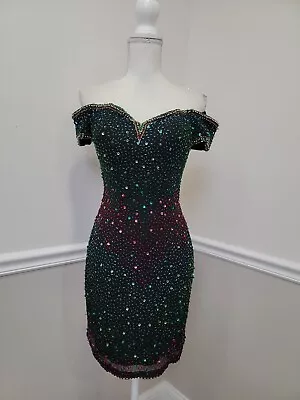 Vintage'90s Alyce Designs Beaded Mini Dress Size 8 • $40