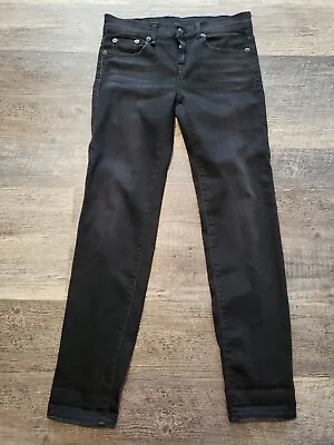 R13 Relaxed Skinny Jeans Sz 24 In Black Tapered Leg Tucked Ankle R13W0043-7 (G • $50