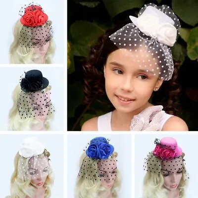 $4.46 • Buy Wedding Party Flower Fascinator Hat Floral Mesh Veil Floral Hair Cap Headdress