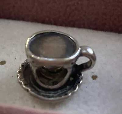 Genuine Pandora Sterling Silver Cup And Saucer Charm  Hm Pandora ALE  No Box  • £14.99