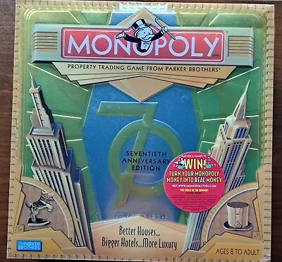 NEW Monopoly 70TH ANNIVERSARY Collector's Edition & Game Tin 1998 New Sealed • $29.99