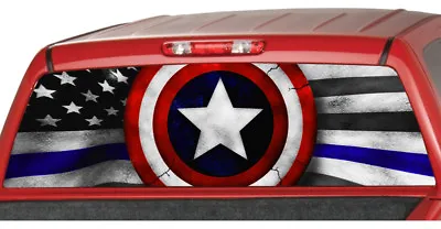 $47.20 • Buy AMERICAN FLAG BLUE LINE Police Rear Window Graphic Decal Tint Suv Ute Camouflage