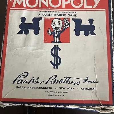 MONOPOLY 1936 Vintage Parker Brothers Wooden Pieces Board Game - Read • $15
