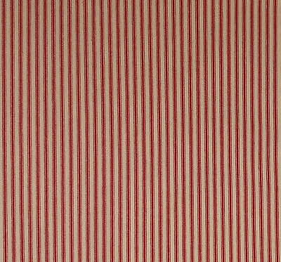 Twill Ticking Stripe Red Natural Cotton Roc-Ion Home Decor Sewing BY THE YARD • £8.72