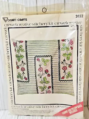 Vogart Craft Crewel Kit 2652 Strawberries 13 X 13 - Unopened Pillow Kit 1997 USA • $9