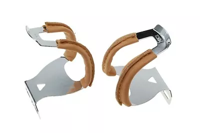 MKS Half Clip Leather Brown Chrome Steel Toe Clips One Size Silver Japan NEW • $22.49