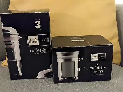 *BNIB* Chrome Cafetiere & 2 Cafetiere Mugs • £22.50