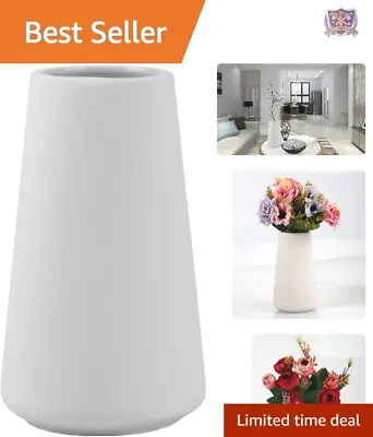 Vase For Flowers Plants - Matte Ceramic - Table Decor - Elegant - 6  H - White • $14.22