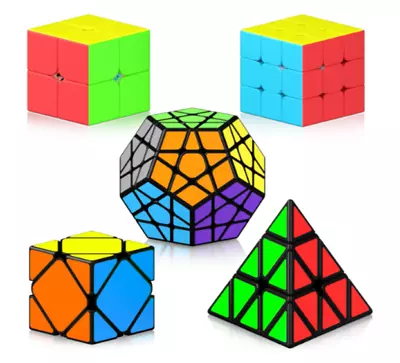 5 Pack Speed Cube Set Cube Bundle 2X2 3X3 Pyramid Megaminx Mirror Magic Cube • $39.99